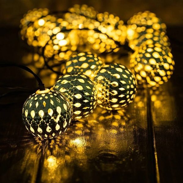 Indoor String Lights Metal Globe Moroccan String Lights with Remote ...
