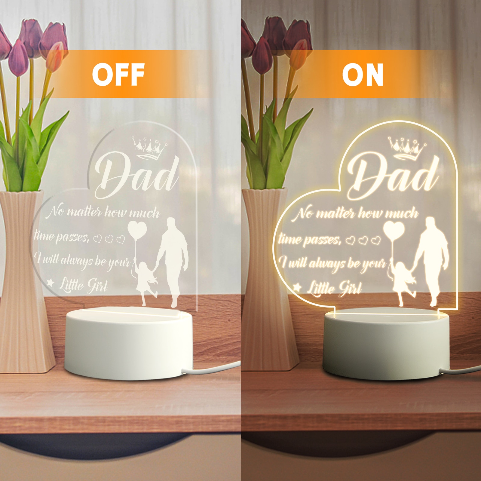 Father's Day Gifts for Dad Night Light, Dad Birthday Gift from Daughter  Son, Dad Gifts for Acrylic Engraved Night Lights for Dad - AliExpress