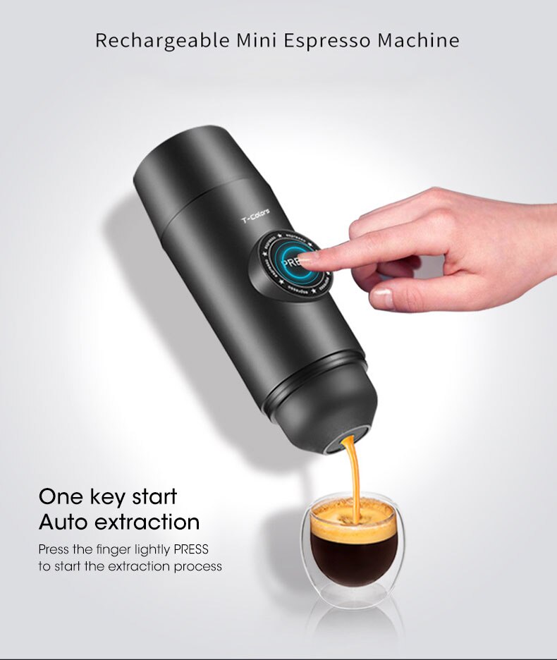 Wireless Portable Coffee Machine for Car & Home Rechargeable Coffee Maker  Handheld Espresso Outdoor Capsule Coffee Powder
